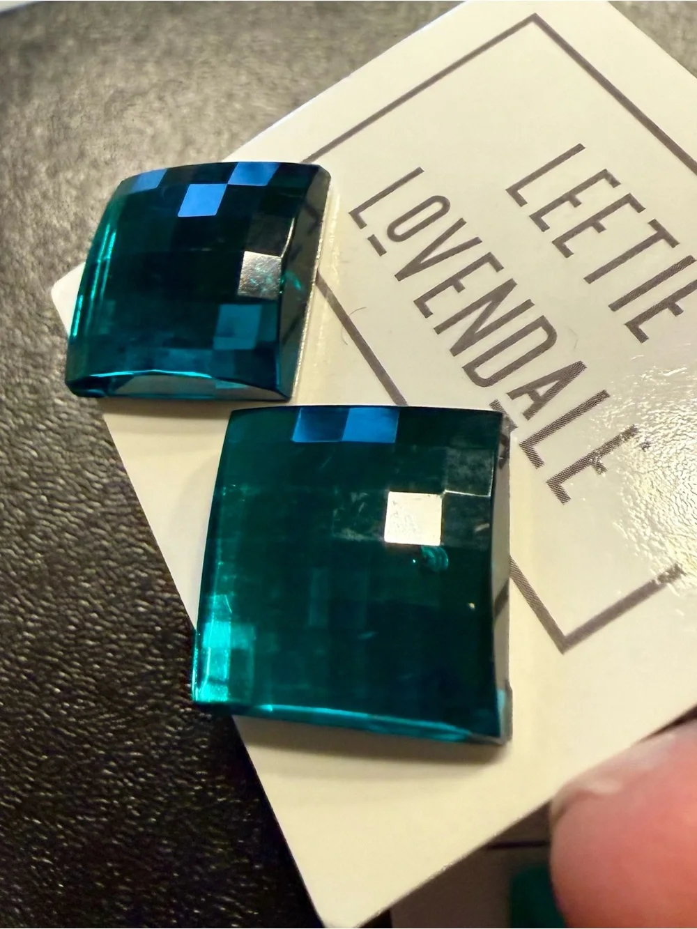 Vintage lucite Teal/green Stud Earrings - Set of 2